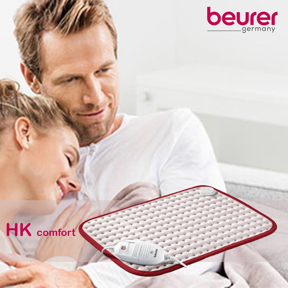 Beurer HK-CONFORT Calentador de cama eléctrico 100W Microfibra Rosa, Rojo,  Color blanco manta eléctrica y almohadilla en